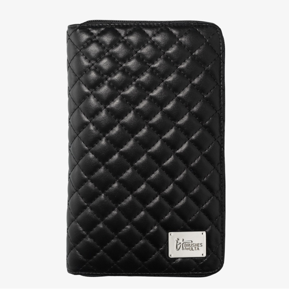 Makeup IT Brushes for Ulta Black Quilted Zip Storage Pouch